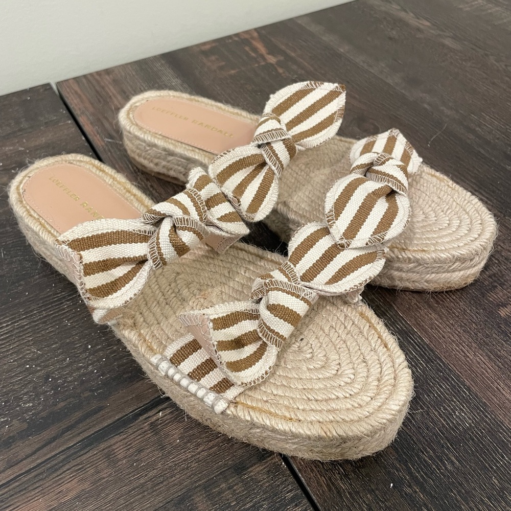 Loeffler Randall 8 tan cream canvas espadrilles sandals flats Daisy